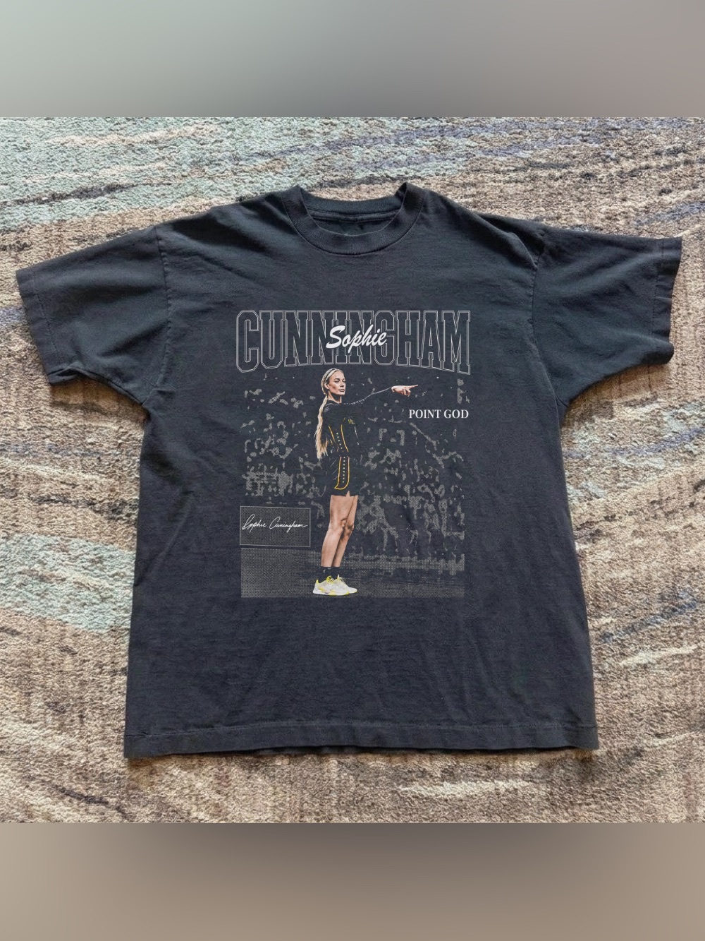 Sophie Cunningham Point God Black Basketball Graphic T-Shirt
